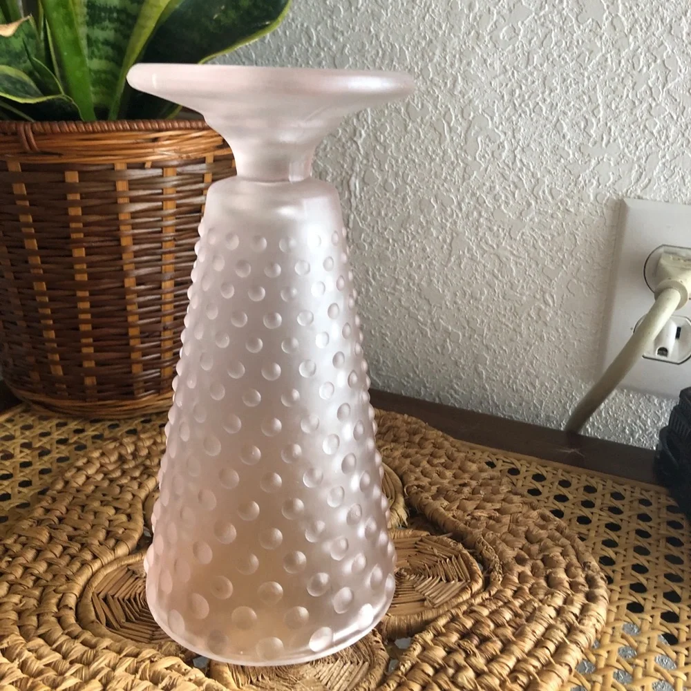 Vintage Pink Hobnail Glass Footed Vase - Picture 8 of 11